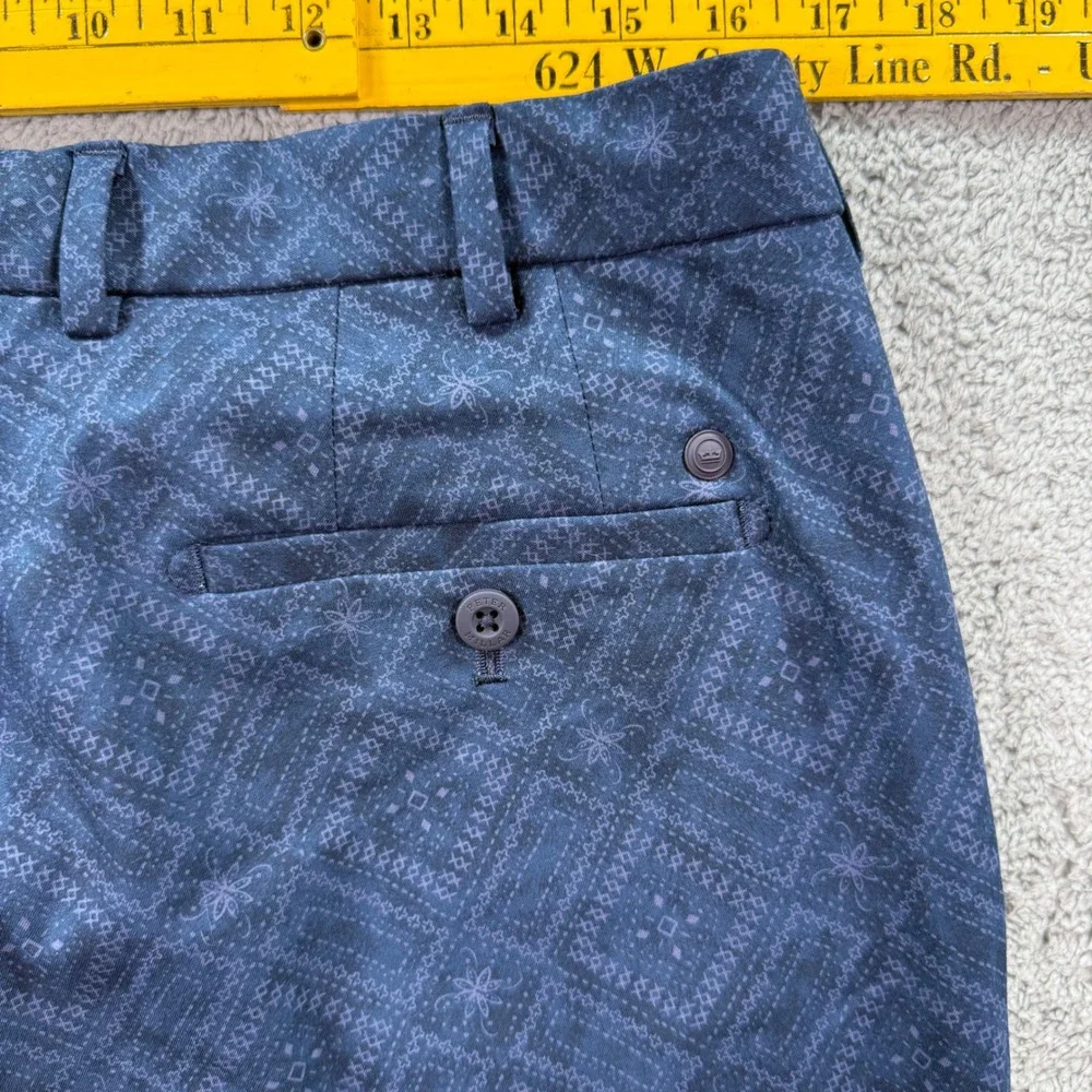 Peter Millar Crown Crafted Mens 34x34 Navy Blue Geometric Diamond Print Pants